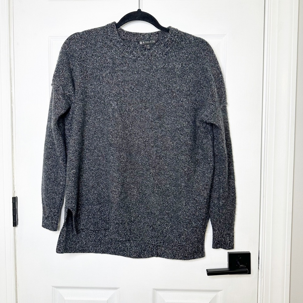 Athleta Wool Cashmere Sweater Womens XS Gray Excellent Crewneck Marl Knit 383723